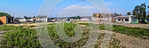 Widescreen panorama of the Ploshcha 40-Yi Armiyi square in Trostyanets