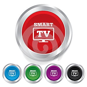 Widescreen Smart TV sign icon. Television set.