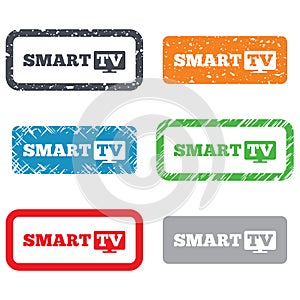 Widescreen Smart TV sign icon. Television set.