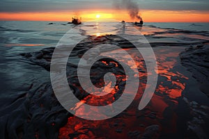 Widespread Sea oil spill. Generate Ai