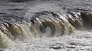 The widest waterfall in Europe in Latvia Kuldiga. River Venta.