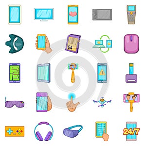 Widget icons set, cartoon style