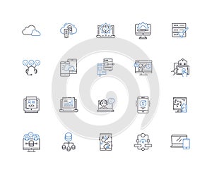 Widget line icons collection. Gadget, Tool, Accessory, Innovation, Device, Object, Contraption vector and linear