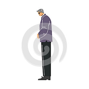 Widower or relative of the deceased at funeral, vector illustration isolated.