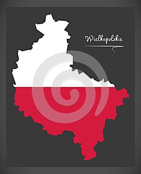 Wielkopolskie map of Poland with Polish national flag illustration