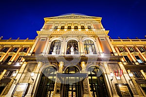 The Wiener Musikverein at night, in Vienna, Austria. photo