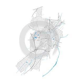 Wiener Neustadt, Austria Black and White high resolution vector map