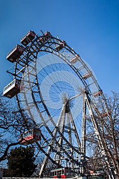 Wiener Riesenrad constructed in 1897 and located in the Wurstelprater park in Vienna