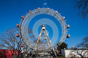 Wiener Riesenrad constructed in 1897 and located in the Wurstelprater park in Vienna