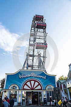 Wiener Riesenrad in the Prater, amusement park in Vienna, Austria