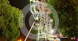 Wiener Riesenrad in Prater night timelapse - oldest and biggest ferris wheel in Austria. Symbol of Vienna city. View
