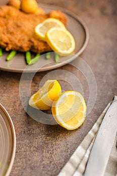 Wiener schnitzel with croquettes