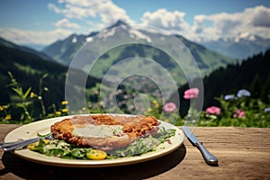 Wiener Schnitzel Elegance: Austrian Charm Amidst Alpine Beauty