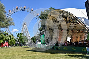 Wiener symphoniker playing at the Prater amusement park at Vienna on Austria