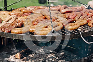 Wienerwurst on a barbecue grill