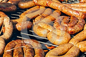 Wienerwurst on a barbecue grill