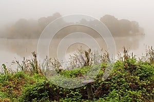 Wier Wood Resevior near East Grinstead England on a misty October morning photo