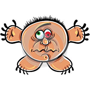 Wierd cartoon monster, crazy numskull portrait photo