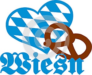 Wiesn with pretzel and bavarian heart