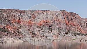 Wiew of Red mountains and mirror lakes in Argentina