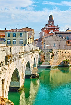 Wiew of Rimini with the Bridge of Tiberius photo