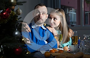 Wife asking for forgiveness from husband at Christmas night