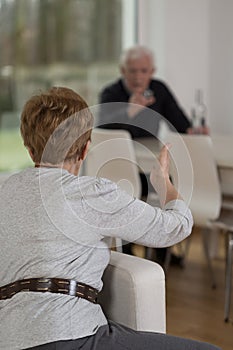 Wife being angry at drunk husband