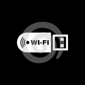 The wifi adapter icon. Transfer and connection, data, wifi symbol. UI. Web. Logo. Sign. Flat design. App. Stock
