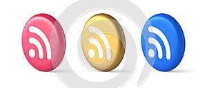 Wifi available access button wireless internet connection signal 3d realistic isometric circle icon