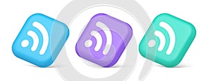 Wifi available access button wireless internet connection signal 3d realistic isometric icon