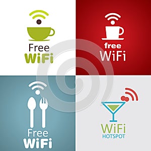 Wifi cafe icon set