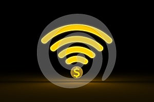 wifi cash money currency gold connection worldwide globalize display connection symbol charge plug internet easy life dollar. photo