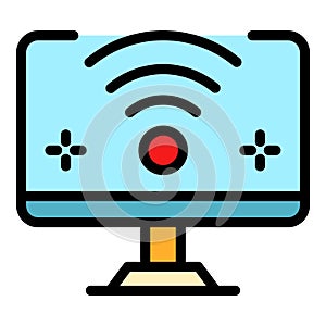 Wifi on computer icon color outline vector
