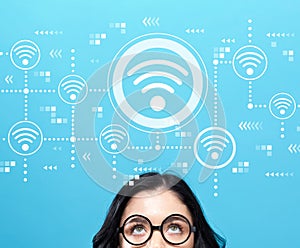 Wifi concept with young woman