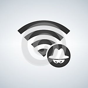 Wifi connection signal icon with hacker attack icon in the circle. vector illustration isolated on modern background.