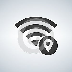 Wifi connection signal icon with map pointer or location in the