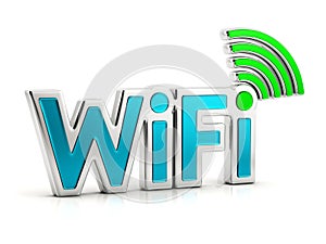 Wifi 3d text isolated sign