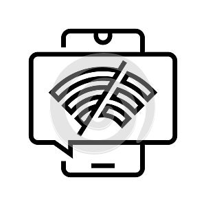 wifi disconnected mobile phone line icon vector illustration