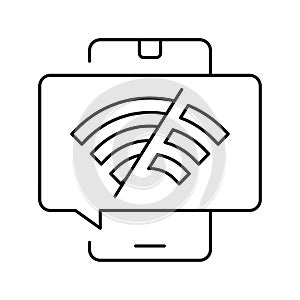 wifi disconnected mobile phone line icon vector illustration