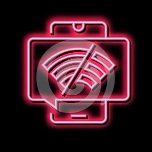 wifi disconnected mobile phone neon glow icon illustration