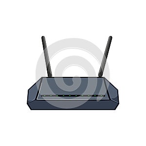 wifi dsl modem cartoon vector illustration