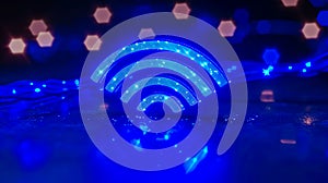 Wifi extender, blue wifi symbol, connected smart home