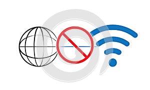 Wifi Forbid Blocked - Wireless WiFi Red Blocked Icon and Internet Server photo
