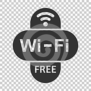 Wifi free internet sign icon in flat style. Wi-fi wireless technology vector illustration on isolated background. Network wifi fr