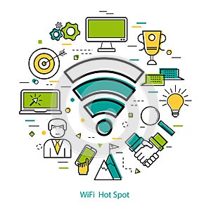 Wifi Hot Spot - Line Art Concept