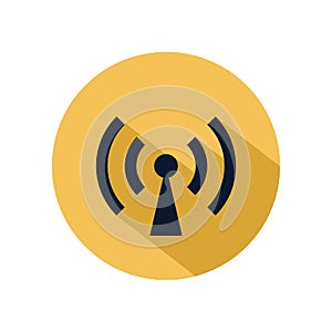 Wifi hotspot icon vector isolated on yellow circle. Connecting hotspot icon for web and mobile phone