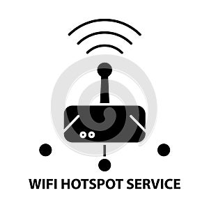 wifi hotspot service icon, black vector sign with editable strokes, concept illustration