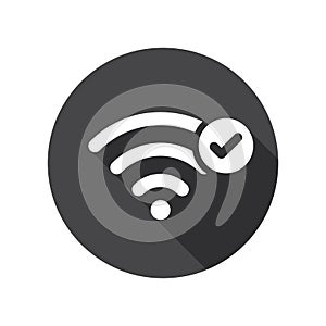 Wifi icon with check sign. Wifi icon and approved, confirm, done, tick, completed concept