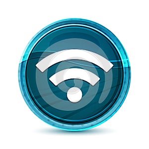 Wifi icon elegant glass blue round button vector design illustration