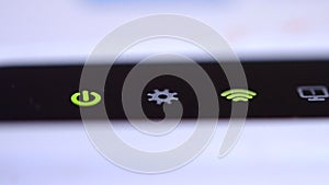 The wifi icon flashes green on the router